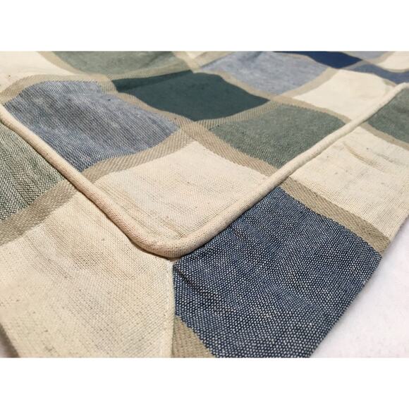 Park B Smith Blue Green Cream Block Plaid Std Shams (2) Linen-Look Cotton - Picture 3 of 10